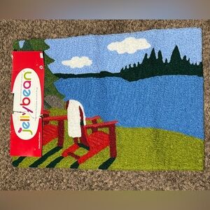 Jellybean Red Adirondack Chairs Door Mat - Scenic Lake Design